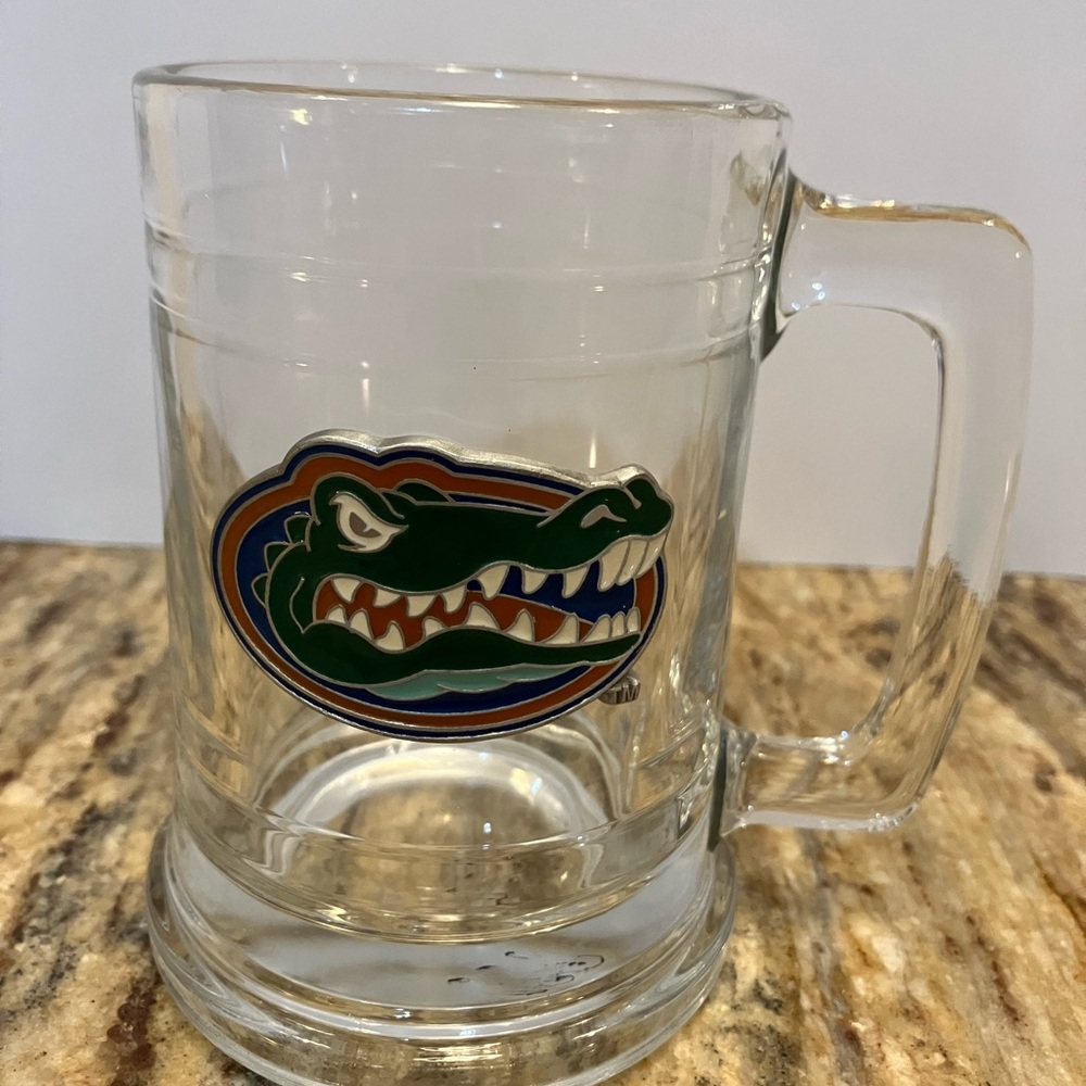 Clear Glass heavy Mug with Gator Pewter Logo